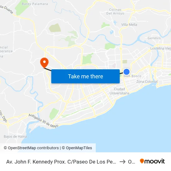 Av. John F. Kennedy Prox. C/Paseo De Los Periodistas to Oym map