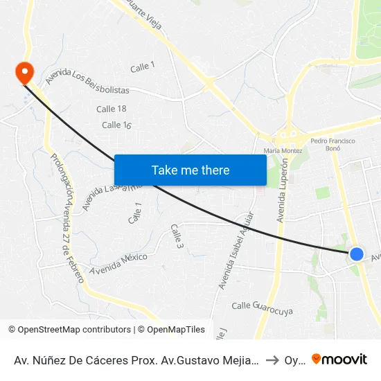 Av. Núñez De Cáceres Prox. Av.Gustavo Mejia Ricart to Oym map