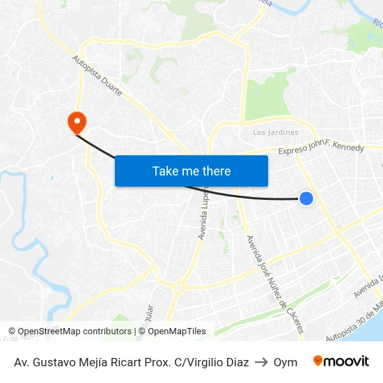 Av. Gustavo Mejía Ricart Prox. C/Virgilio Diaz to Oym map