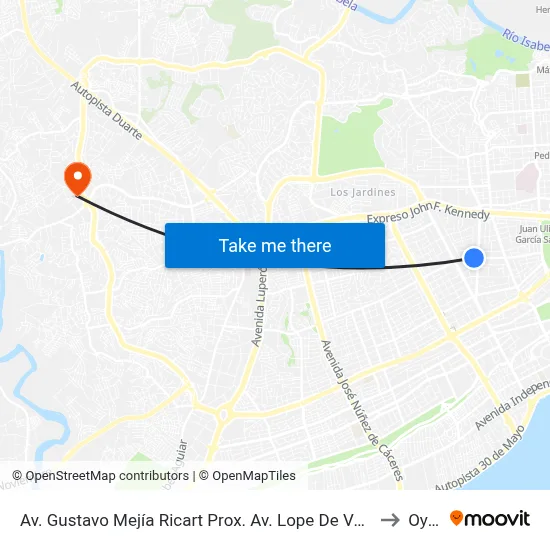 Av. Gustavo Mejía Ricart Prox. Av. Lope De Vega to Oym map