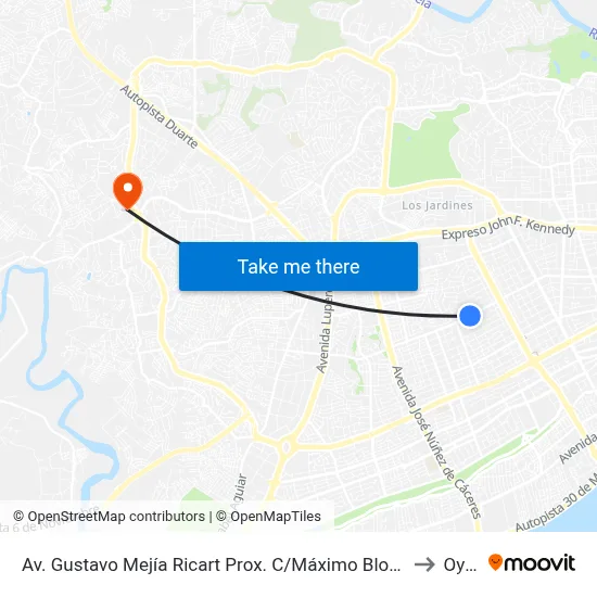Av. Gustavo Mejía Ricart Prox. C/Máximo Blonda to Oym map