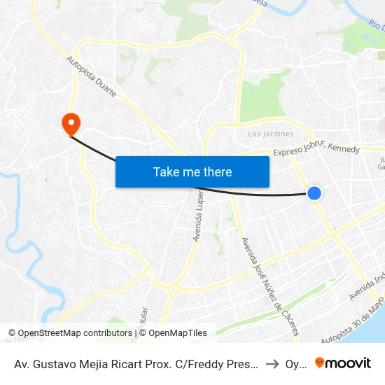 Av. Gustavo Mejia Ricart Prox. C/Freddy Presto to Oym map