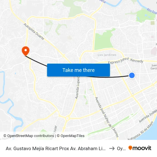 Av. Gustavo Mejía Ricart Prox Av. Abraham Lincoln to Oym map