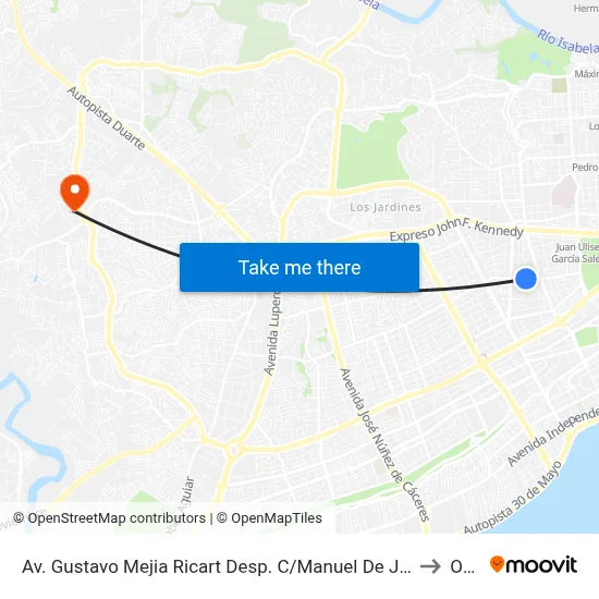 Av. Gustavo Mejia Ricart Desp. C/Manuel De Jesús Goico to Oym map