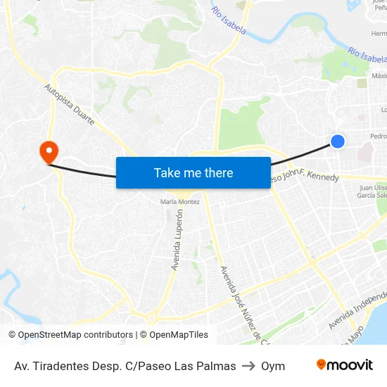 Av. Tiradentes Desp. C/Paseo Las Palmas to Oym map