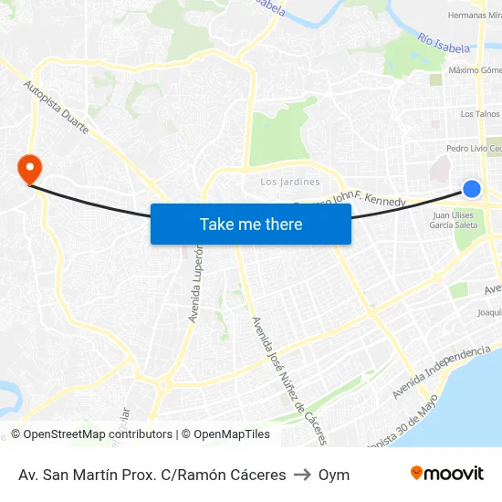 Av. San Martín Prox. C/Ramón Cáceres to Oym map