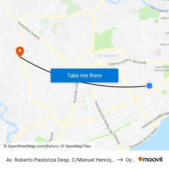 Av. Roberto Pastoriza Desp. C/Manuel Henriquez to Oym map