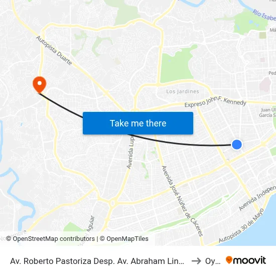 Av. Roberto Pastoriza Desp. Av. Abraham Lincoln to Oym map