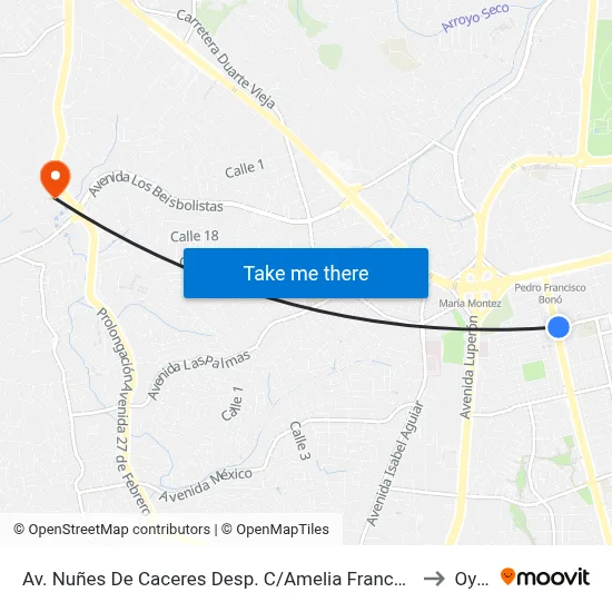 Av. Nuñes De Caceres Desp. C/Amelia Francasci to Oym map