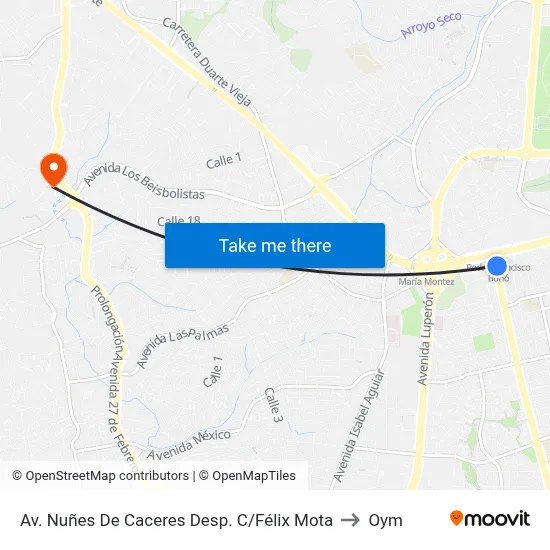 Av. Nuñes De Caceres Desp. C/Félix Mota to Oym map