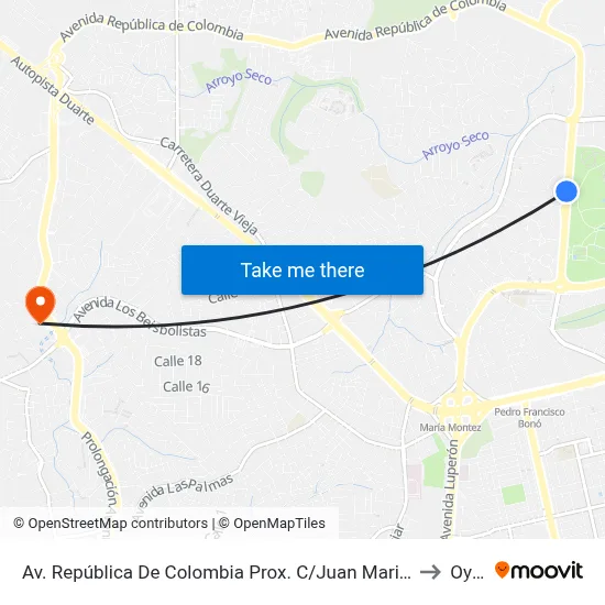 Av. República De Colombia Prox. C/Juan Marichal to Oym map