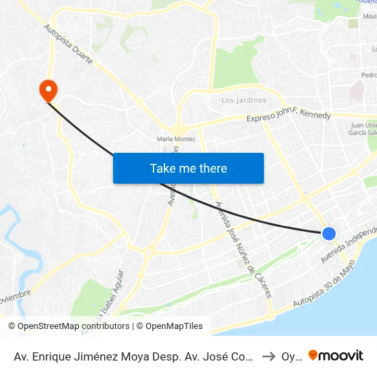 Av. Enrique Jiménez Moya Desp. Av. José Contreras to Oym map