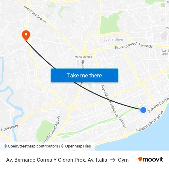 Av. Bernardo Correa Y Cidron Prox. Av. Italia to Oym map