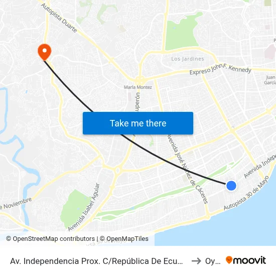 Av. Independencia Prox. C/República De Ecuador to Oym map
