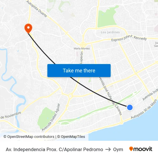Av. Independencia Prox. C/Apolinar Pedromo to Oym map