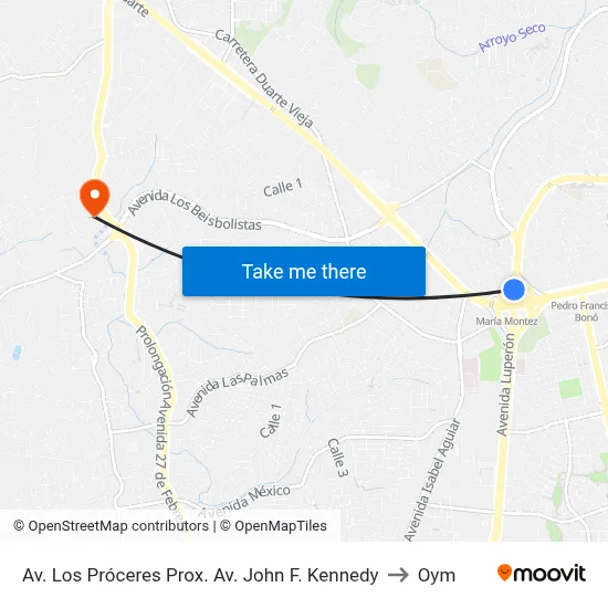 Av. Los Próceres Prox. Av. John F. Kennedy to Oym map
