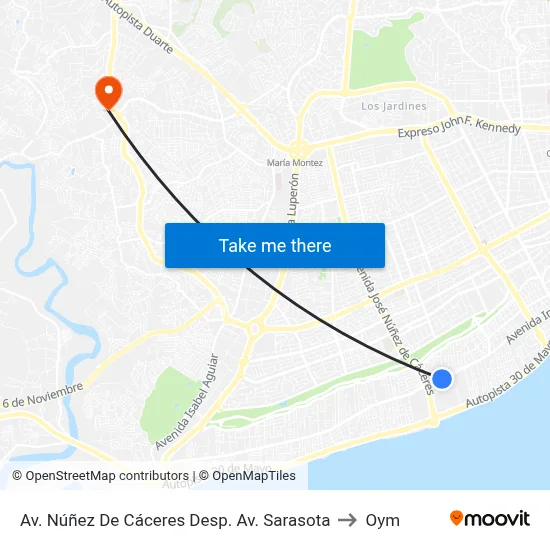 Av. Núñez De Cáceres Desp. Av. Sarasota to Oym map