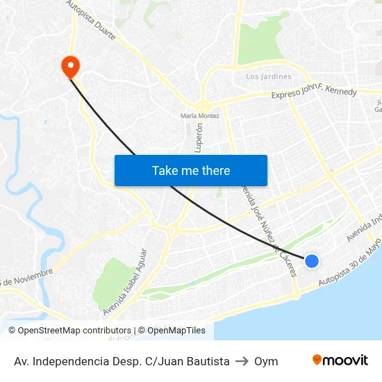 Av. Independencia Desp. C/Juan Bautista to Oym map