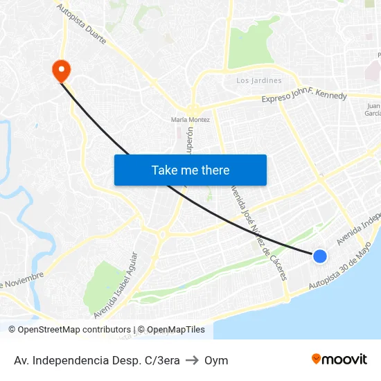 Av. Independencia Desp. C/3era to Oym map