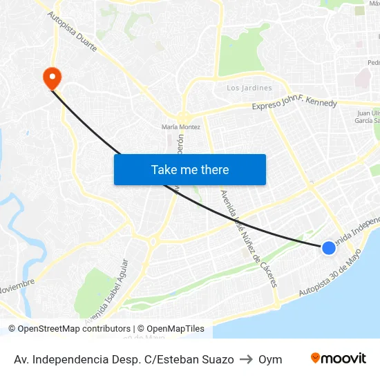 Av. Independencia Desp. C/Esteban Suazo to Oym map