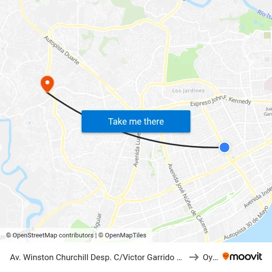 Av. Winston Churchill Desp. C/Victor Garrido Puello to Oym map