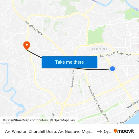 Av. Winston Churchill Desp. Av. Gustavo Mejia Ricart to Oym map