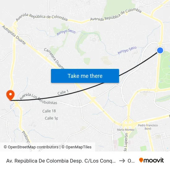 Av. República De Colombia Desp. C/Los Conquistadores to Oym map