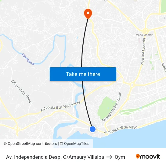 Av. Independencia Desp. C/Amaury Villalba to Oym map