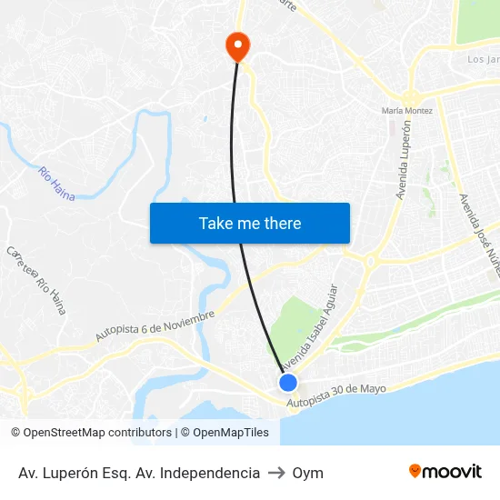 Av. Luperón Esq. Av. Independencia to Oym map