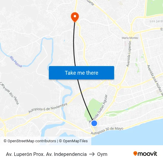 Av. Luperón Prox. Av. Independencia to Oym map