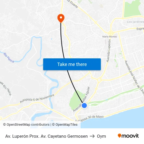 Av. Luperón Prox. Av. Cayetano Germosen to Oym map