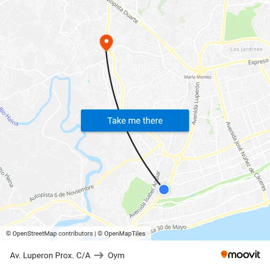 Av. Luperon Prox. C/A to Oym map