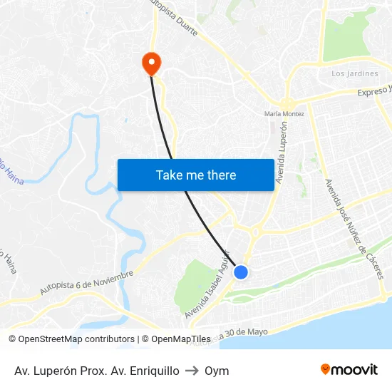 Av. Luperón Prox. Av. Enriquillo to Oym map