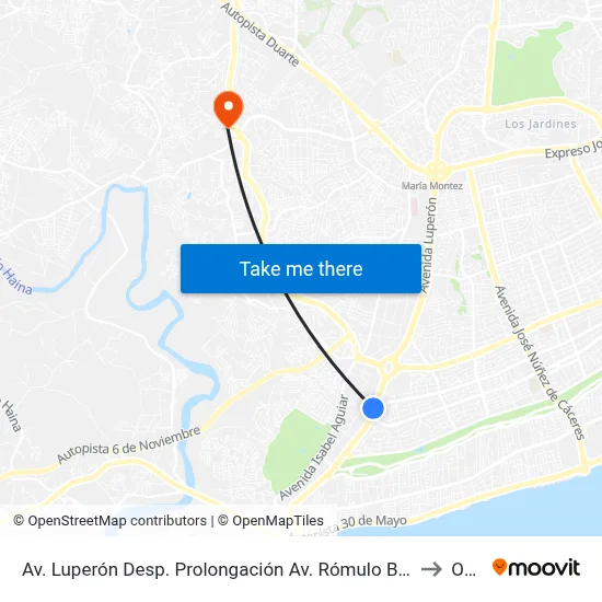 Av. Luperón Desp. Prolongación Av. Rómulo Betancourt to Oym map