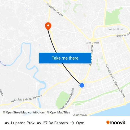 Av. Luperon Prox. Av. 27 De Febrero to Oym map