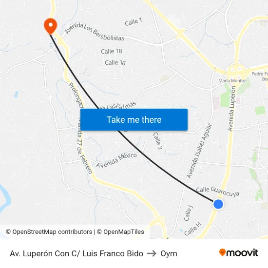 Av. Luperón Con C/ Luis Franco Bido to Oym map