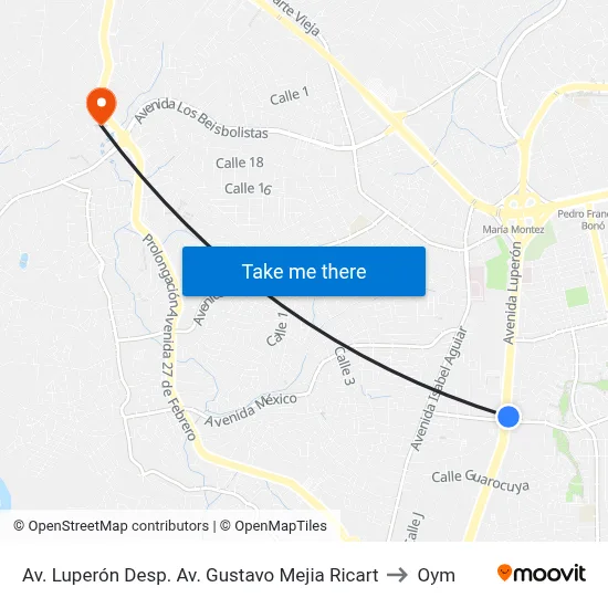 Av. Luperón Desp. Av. Gustavo Mejia Ricart to Oym map