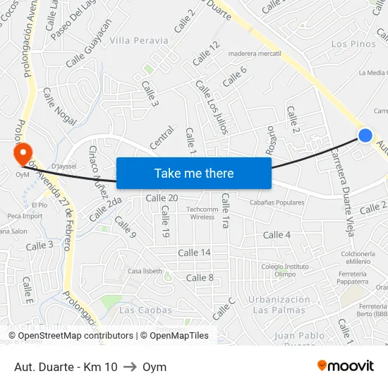 Aut. Duarte - Km 10 to Oym map