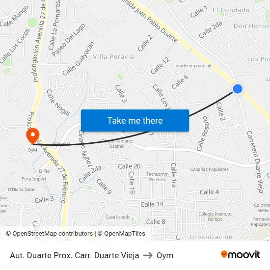Aut. Duarte Prox. Carr. Duarte Vieja to Oym map