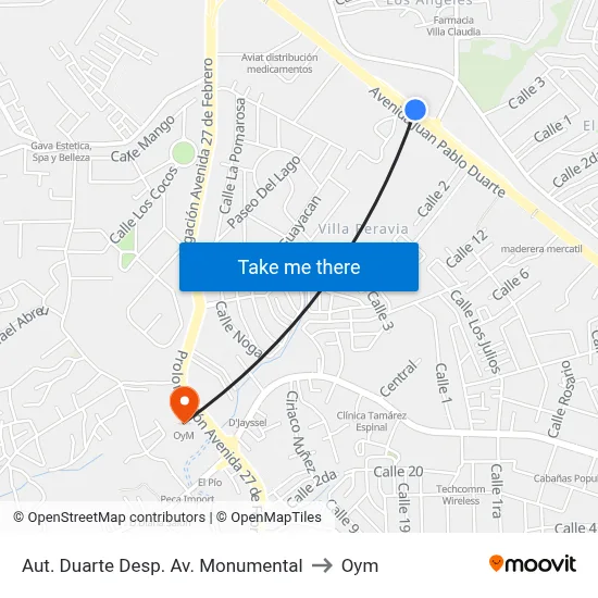 Aut. Duarte Desp. Av. Monumental to Oym map