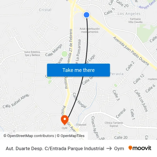 Aut. Duarte Desp. C/Entrada Parque Industrial to Oym map