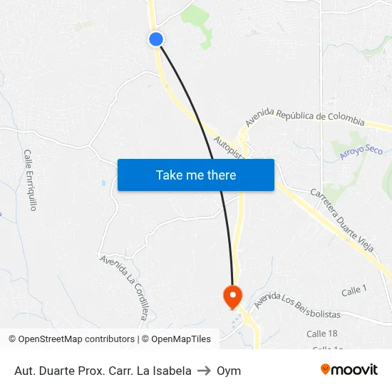 Aut. Duarte Prox. Carr. La Isabela to Oym map