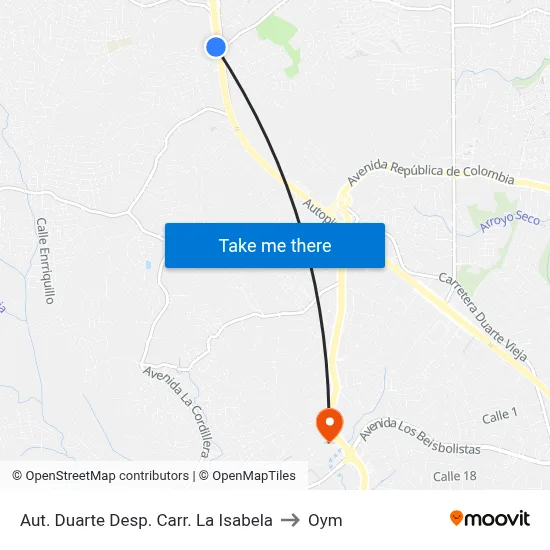 Aut. Duarte Desp. Carr. La Isabela to Oym map