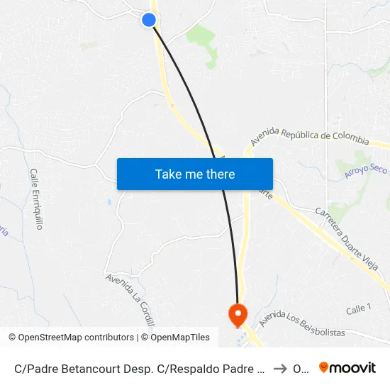 C/Padre Betancourt Desp. C/Respaldo Padre Betancourt to Oym map