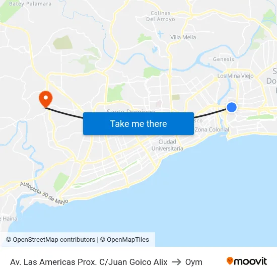 Av. Las Americas Prox. C/Juan Goico Alix to Oym map