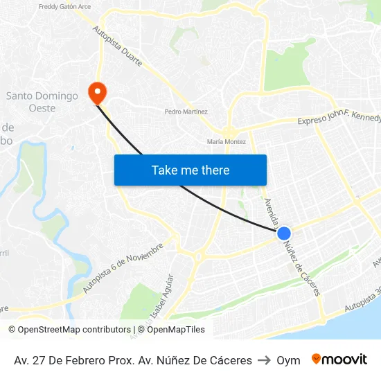 Av. 27 De Febrero Prox. Av. Núñez De Cáceres to Oym map