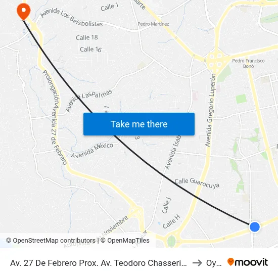 Av. 27 De Febrero Prox. Av. Teodoro Chasseriau to Oym map