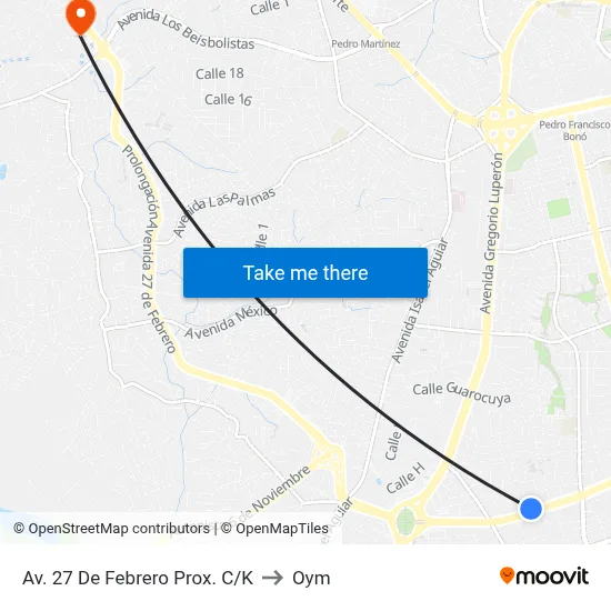 Av. 27 De Febrero Prox. C/K to Oym map