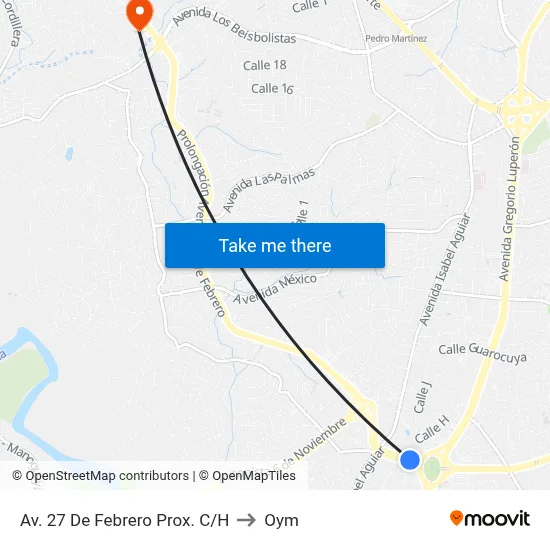 Av. 27 De Febrero Prox. C/H to Oym map