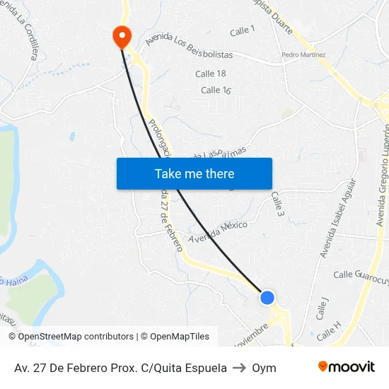 Av. 27 De Febrero Prox. C/Quita Espuela to Oym map